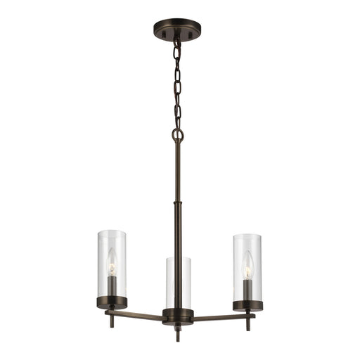 3190303-778- Zire 3-Light Chandelier in Brushed Oil Rubbed Bronze with Clear Glass by Visual Comfort Studio