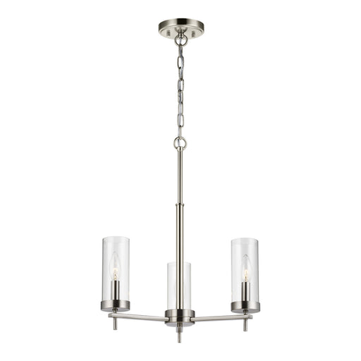 3190303EN-962- Zire 3-Light Chandelier in Brushed Nickel with Clear Glass by Visual Comfort Studio