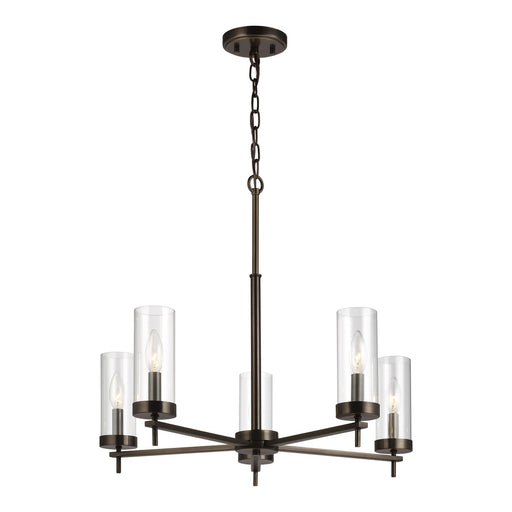 3190305-778- Zire 5-Light Chandelier in Brushed Oil Rubbed Bronze with Clear Glass by Visual Comfort Studio