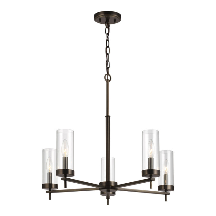 3190305-778- Zire 5-Light Chandelier in Brushed Oil Rubbed Bronze with Clear Glass by Visual Comfort Studio