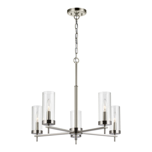 3190305EN-962- Zire 5-Light Chandelier in Brushed Nickel with Clear Glass by Visual Comfort Studio