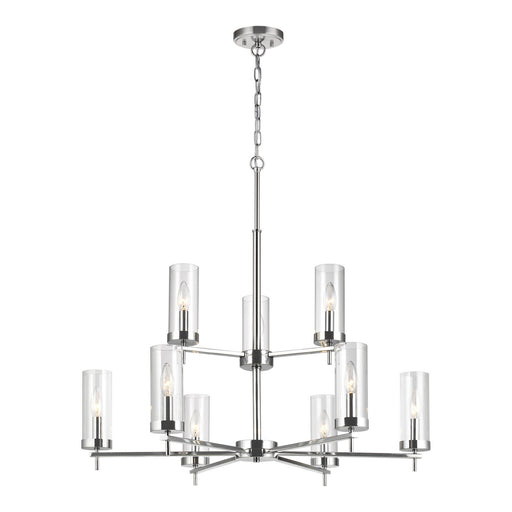 3190309-05- Zire 9-Light Chandelier in Chrome with Clear Glass by Visual Comfort Studio