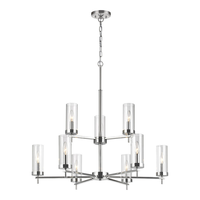 3190309-05- Zire 9-Light Chandelier in Chrome with Clear Glass by Visual Comfort Studio