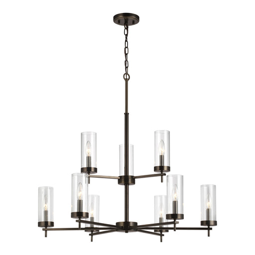 3190309-778- Zire 9-Light Chandelier in Brushed Oil Rubbed Bronze with Clear Glass by Visual Comfort Studio