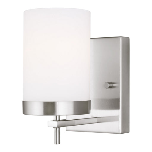 4190301-962- Zire 1-Light Wall&Bath Sconce in Brushed Nickel with Etched & White Inside Glass by Visual Comfort Studio