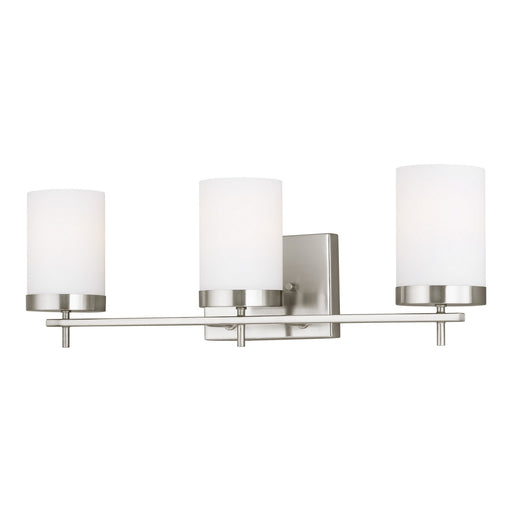 4490303-962- Zire 3-Light Bath in Brushed Nickel with Etched & White Inside Glass by Visual Comfort Studio