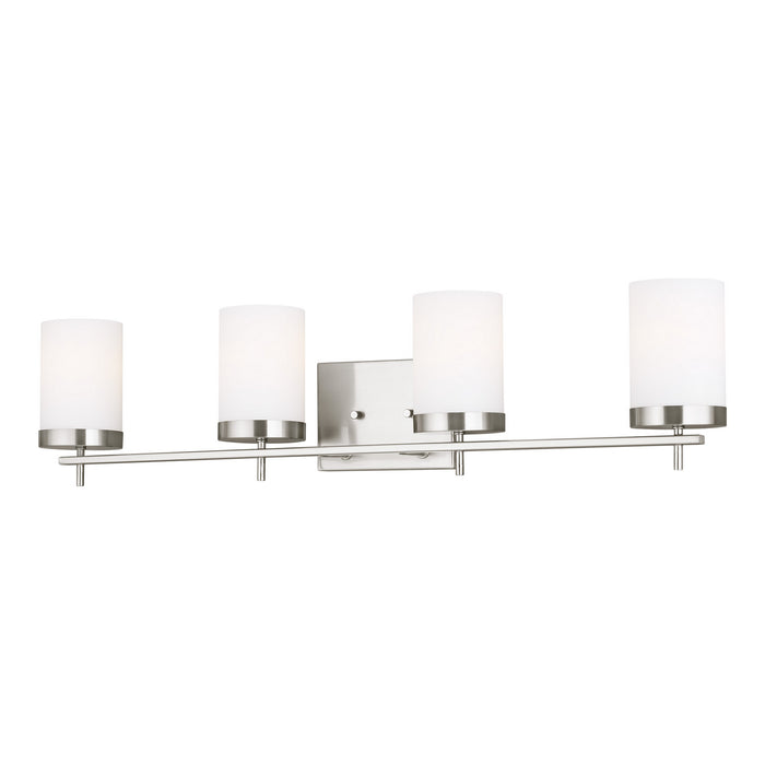 4490304-962- Zire 4-Light Bath in Brushed Nickel with Etched & White Inside Glass by Visual Comfort Studio