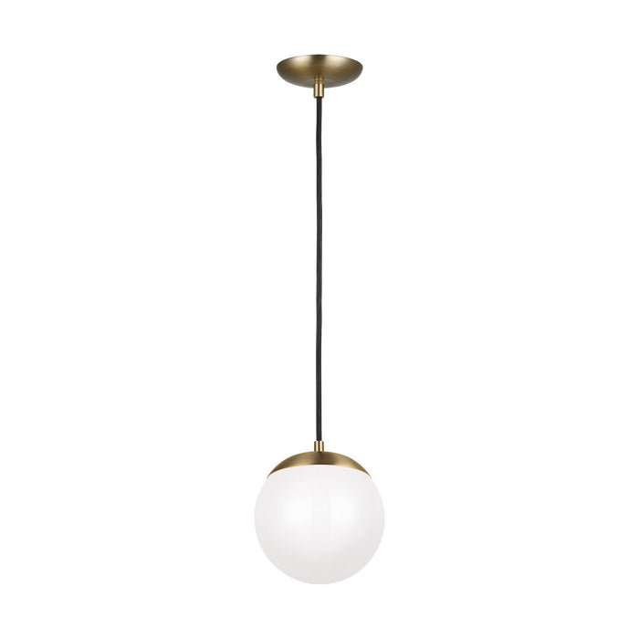 601893S-848- Leo Hanging Globe Small LED Pendant in Satin Bronze with Smooth White Glass by Visual Comfort Studio