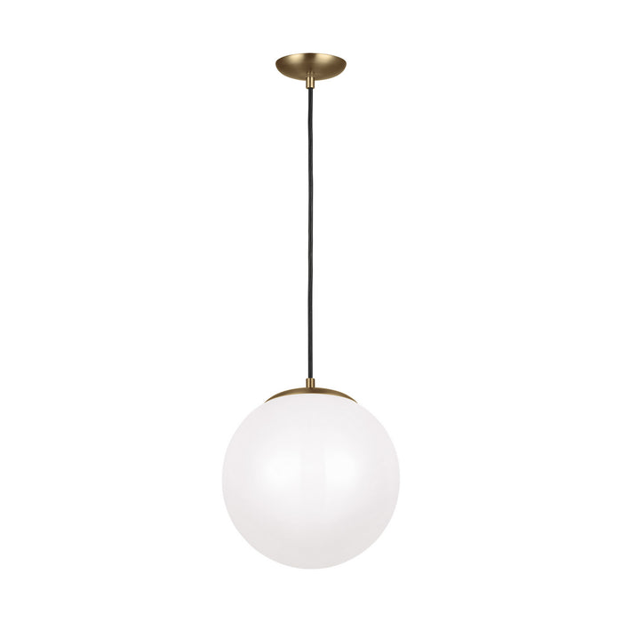 602293S-848- Leo Hanging Globe Large LED Pendant in Satin Bronze with Smooth White Glass by Visual Comfort Studio