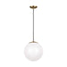 602293S-848- Leo Hanging Globe Large LED Pendant in Satin Bronze with Smooth White Glass by Visual Comfort Studio