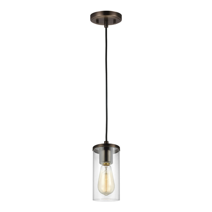 6190301-778- Zire 1-Light Mini-Pendant in Brushed Oil Rubbed Bronze with Clear Glass by Visual Comfort Studio