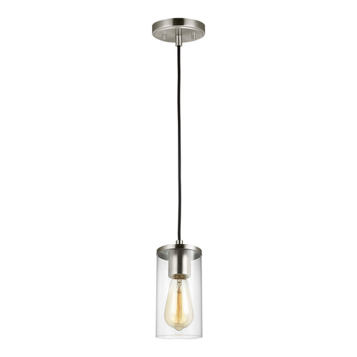 6190301-962- Zire 1-Light Mini-Pendant in Brushed Nickel with Clear Glass by Visual Comfort Studio