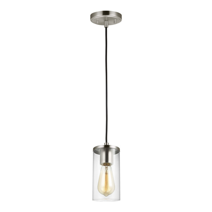 6190301-962- Zire 1-Light Mini-Pendant in Brushed Nickel with Clear Glass by Visual Comfort Studio