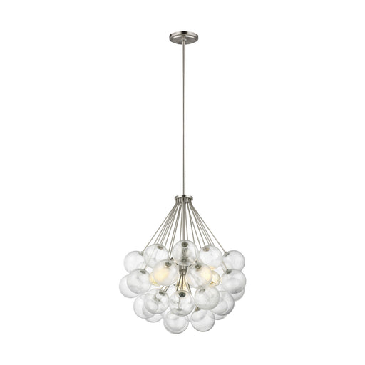 6514303-962- Bronzeville 3-Light Pendant in Brushed Nickel with Clear Seeded Glass by Visual Comfort Studio