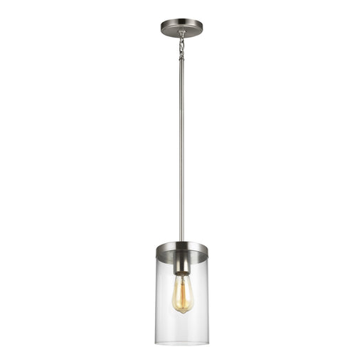 6590301-962- Zire 1-Light Pendant in Brushed Nickel with Clear Glass by Visual Comfort Studio