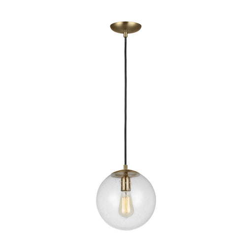 6601801-848- Leo Hanging Globe 1-Light Pendant in Satin Bronze with Clear Seeded Glass by Visual Comfort Studio