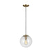 6601801-848- Leo Hanging Globe 1-Light Pendant in Satin Bronze with Clear Seeded Glass by Visual Comfort Studio