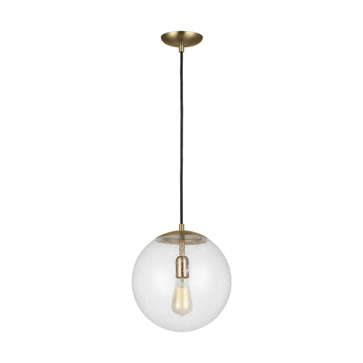 6701801-848- Leo Hanging Globe 1-Light Pendant in Satin Bronze with Clear Seeded Glass by Visual Comfort Studio