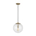 6701801-848- Leo Hanging Globe 1-Light Pendant in Satin Bronze with Clear Seeded Glass by Visual Comfort Studio