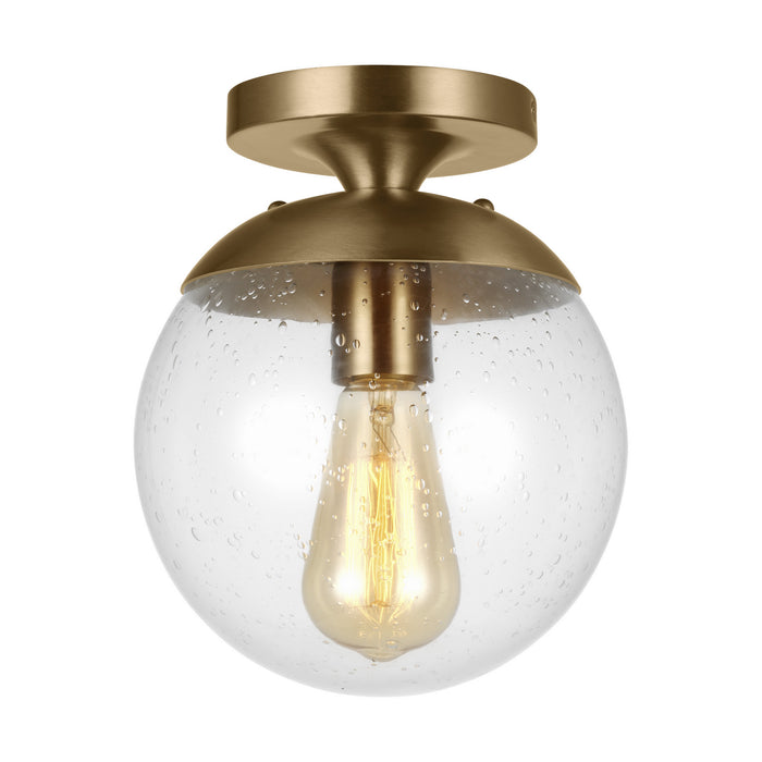 7501801-848- Leo Hanging Globe 1-Light Wall/Ceiling Semi-Flush Mount in Satin Bronze with Clear Seeded Glass by Visual Comfort Studio