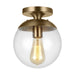 7501801-848- Leo Hanging Globe 1-Light Wall/Ceiling Semi-Flush Mount in Satin Bronze with Clear Seeded Glass by Visual Comfort Studio