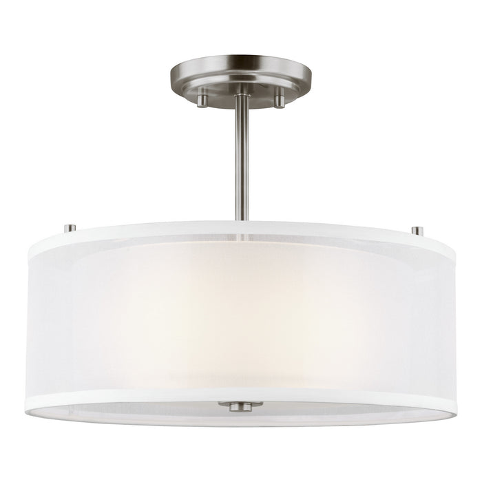 Elmwood Park Two Light Semi-Flush Mount in Brushed Nickel