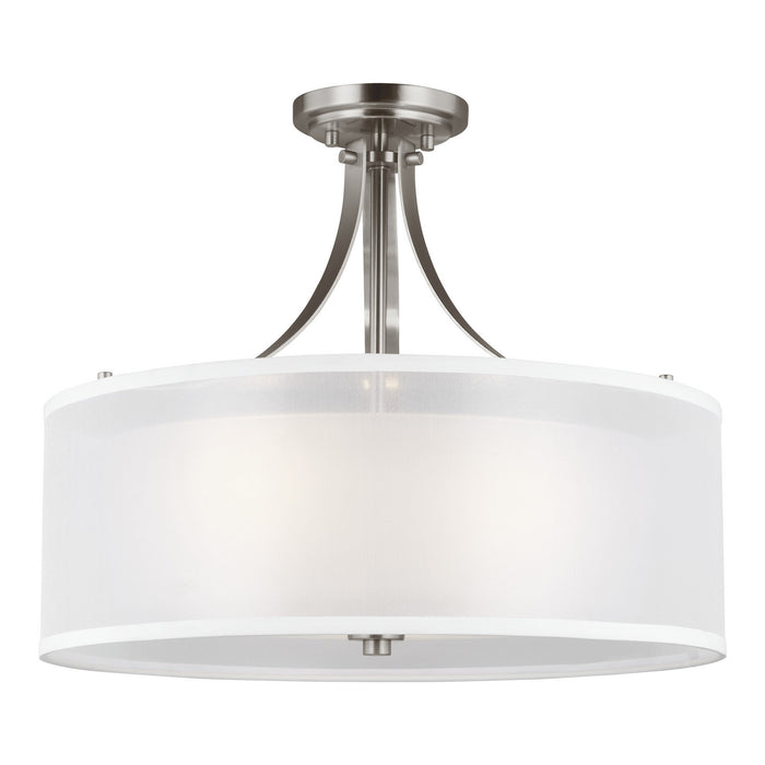 Elmwood Park Three Light Semi-Flush Mount in Brushed Nickel