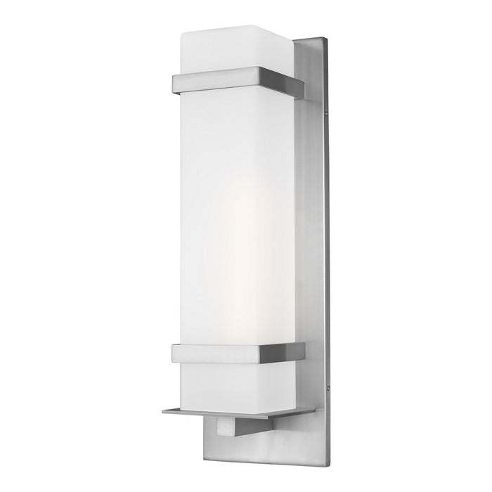 Alban One Light Outdoor Wall Lantern in Satin Aluminum