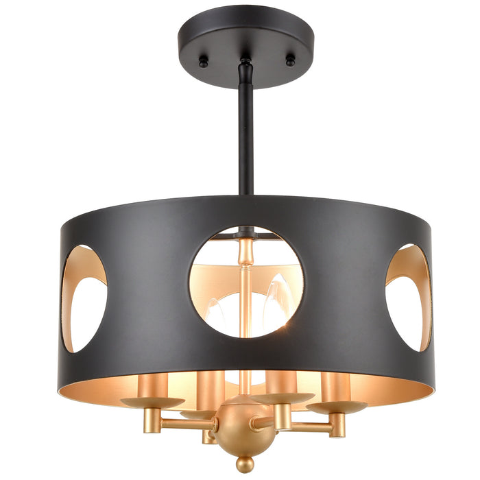 ODE-700-BK-GA- Odelle 4-Light Pendant in Matte Black/Antique Gold by Crystorama