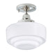 5361F-PN-ST - Schoolhouse Flush Mount in Polish Nickel with Stepped Glass by Norwell Lighting