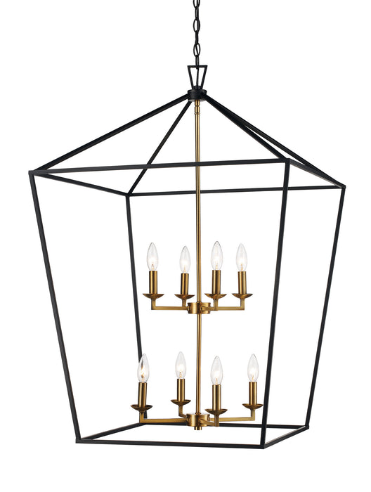 10265 BK/AG - Eight Light Pendant in Black & Antique Gold by Trans Globe Lighting