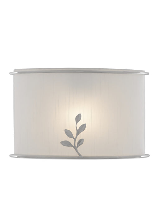 5900-0027- Driscoll 1-Light Wall Sconce in Polished Nickel with Off White Shantung Shade by Currey and Company