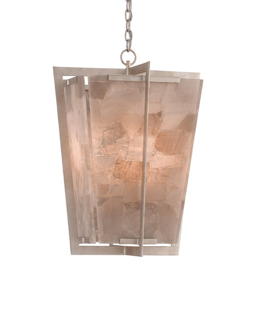 9000-0390- Berenson 4-Light Chandelier in Silver Leaf & Smoky Quartz by Currey and Company