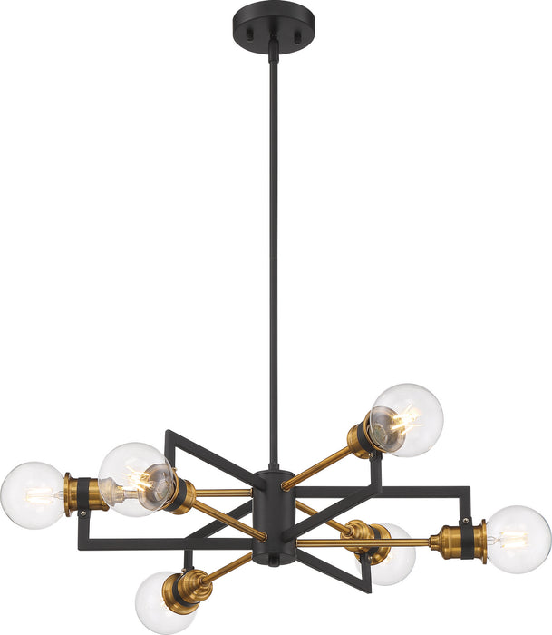 60-6976 - Intention 6-Light Chandelier in Warm Brass & Black by Nuvo Lighting