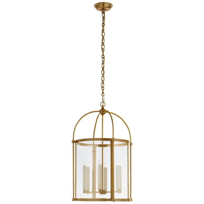 Riverside Round Six Light Lantern in Antique-Burnished Brass