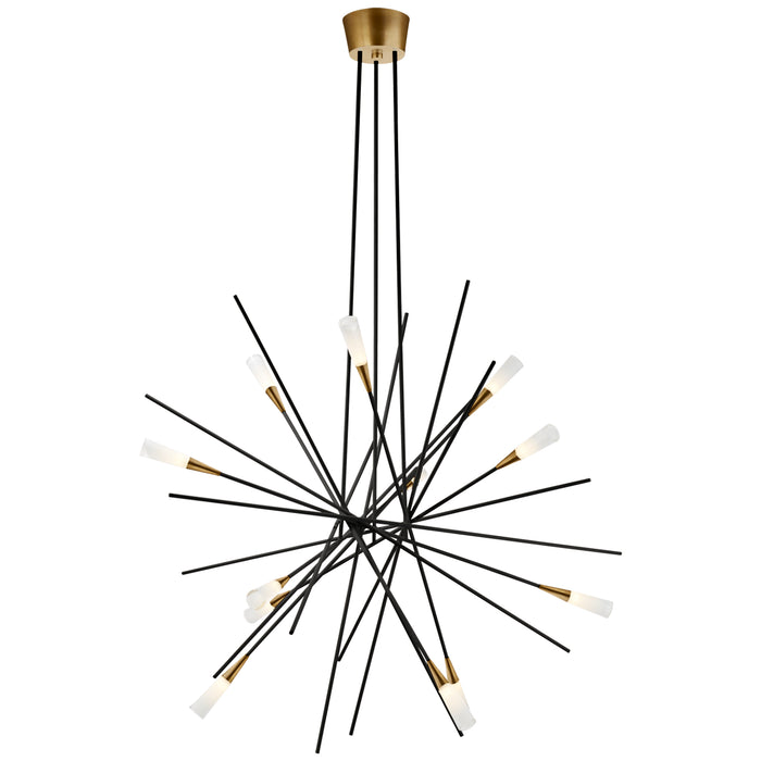 Stellar LED Chandelier in Matte Black and Antique Brass