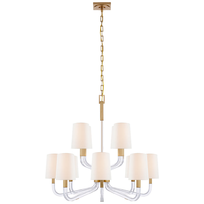 Reagan 12 Light Chandelier in Antique-Burnished Brass and Crystal