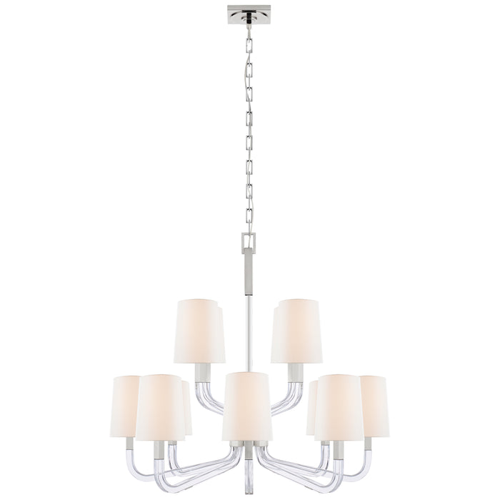 Reagan 12 Light Chandelier in Polished Nickel and Crystal