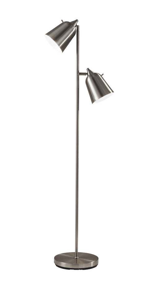 Malcolm Two Light Floor Lamp in Brushed Steel