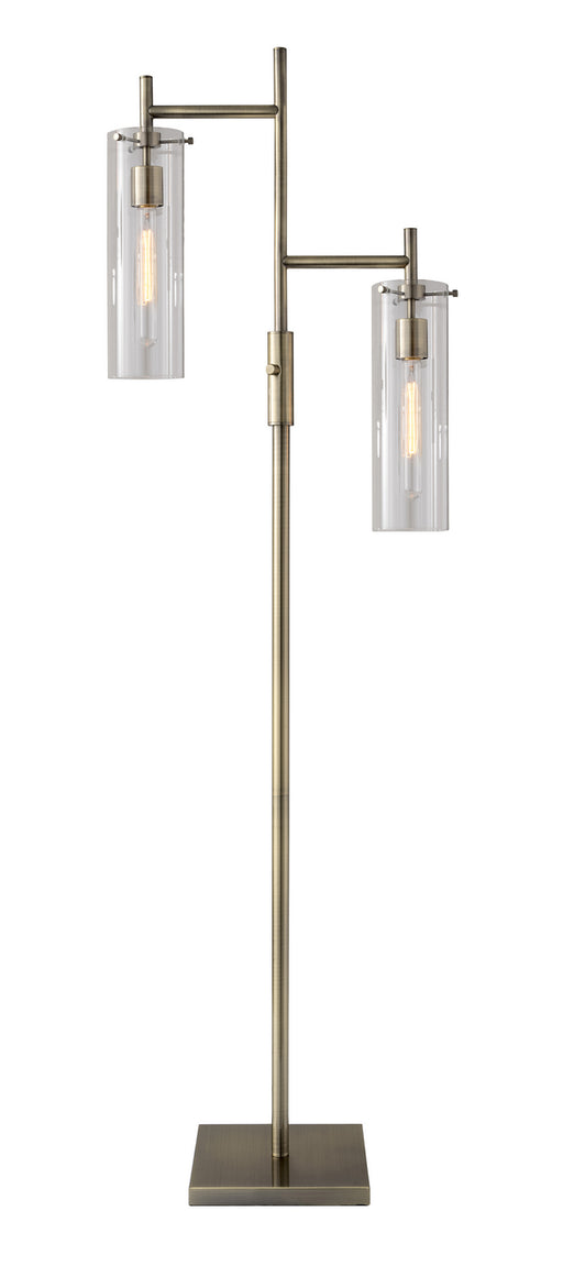 Dalton Two Light Floor Lamp in Antique Brass