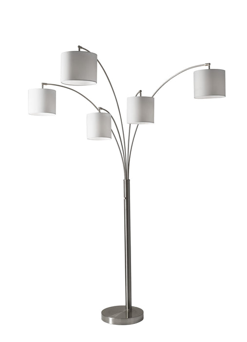 Trinity Five Light Arc Lamp in Brushed Steel