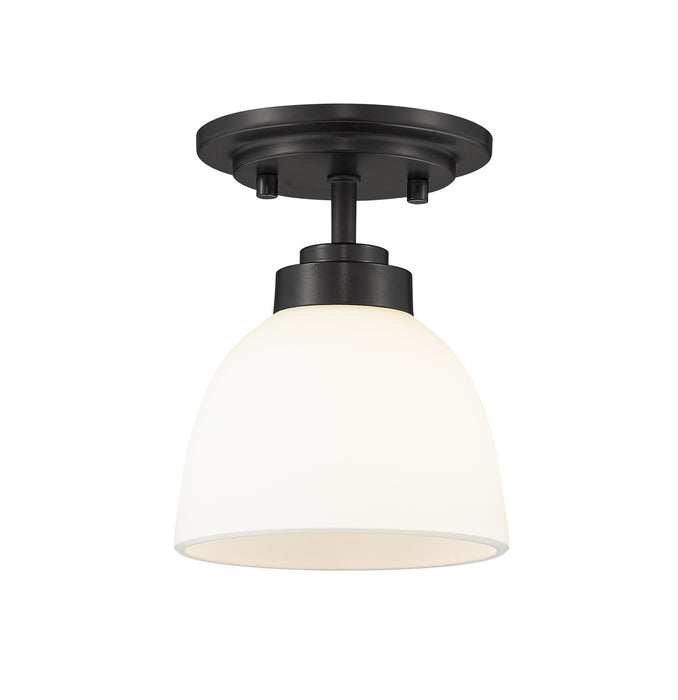 443F1-MB- Ashton 1-Light Flush Mount in Matte Black with Matte Opal Glass Shade by Z-Lite