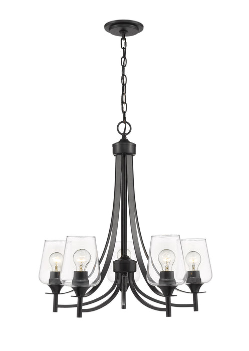 473-5MB- Joliet 5-Light Chandelier in Matte Black with Clear Glass Shade by Z-Lite