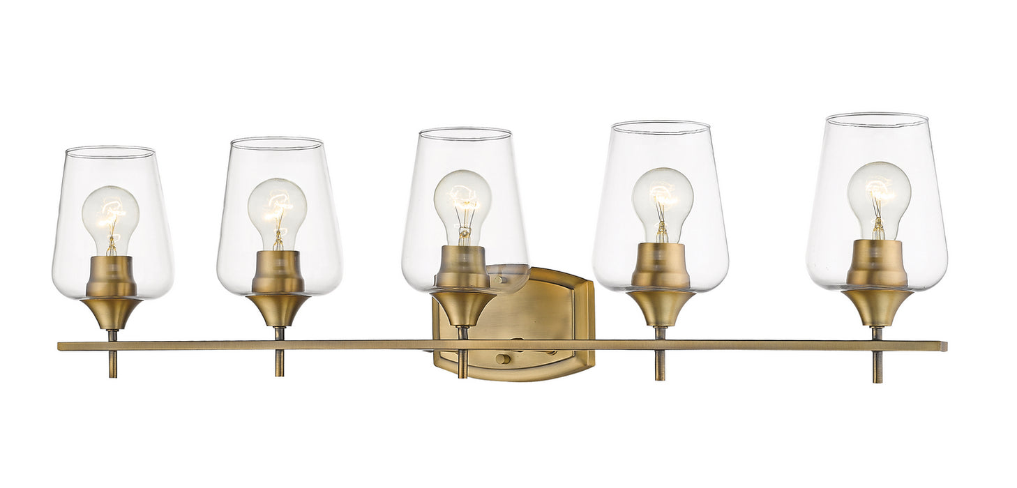 473-5V-OBR- Joliet 5-Light Vanity in Olde Brass with Clear Glass Shade by Z-Lite