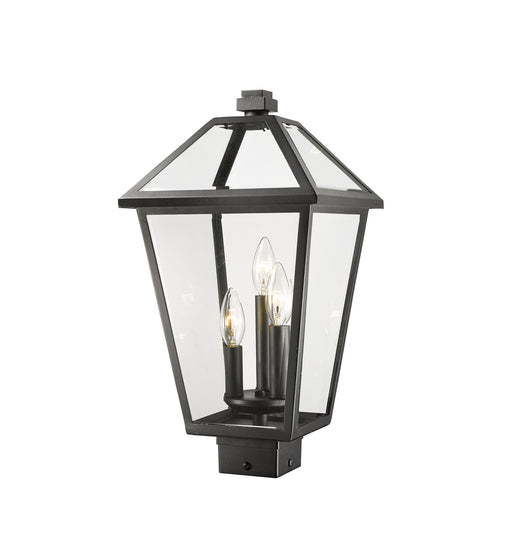 579PHBS-BK- Talbot 3-Light Outdoor Post Mount Fixture in Black with Clear Beveled Glass Shade by Z-Lite