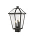 579PHBS-BK- Talbot 3-Light Outdoor Post Mount Fixture in Black with Clear Beveled Glass Shade by Z-Lite