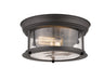 727F10-BRZ- Sonna 2-Light Flush Mount in Bronze with Clear Seedy Glass Shade by Z-Lite