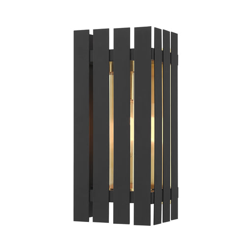 20752-04 - Greenwich 1-Light Outdoor Wall Lantern in Black with Satin Brass Accents by Livex Lighting