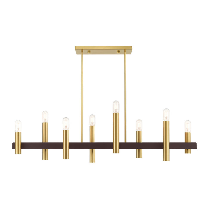 46868-12 - Helsinki 8-Light Chandelier in Satin Brass with Bronze Accents by Livex Lighting