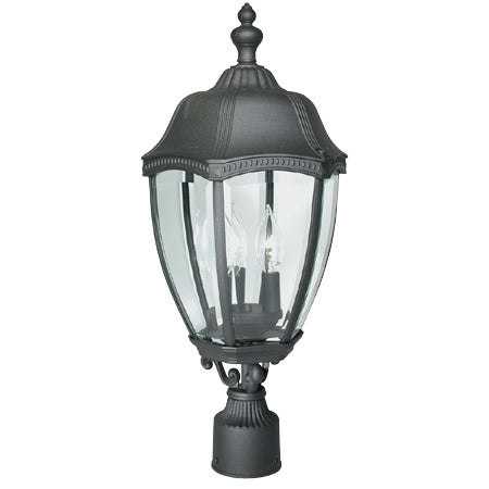 955-50- Roseville Outdoor 3-Light Post Mount in Black with Beveled Glass by Dolan Designs